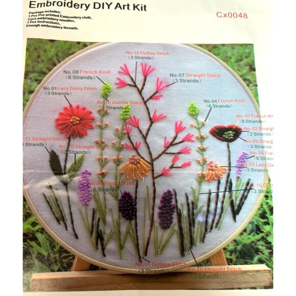 Embroidery DIY Art Kit With Pre-Printed Cloth & Threads - Picture 1 of 6